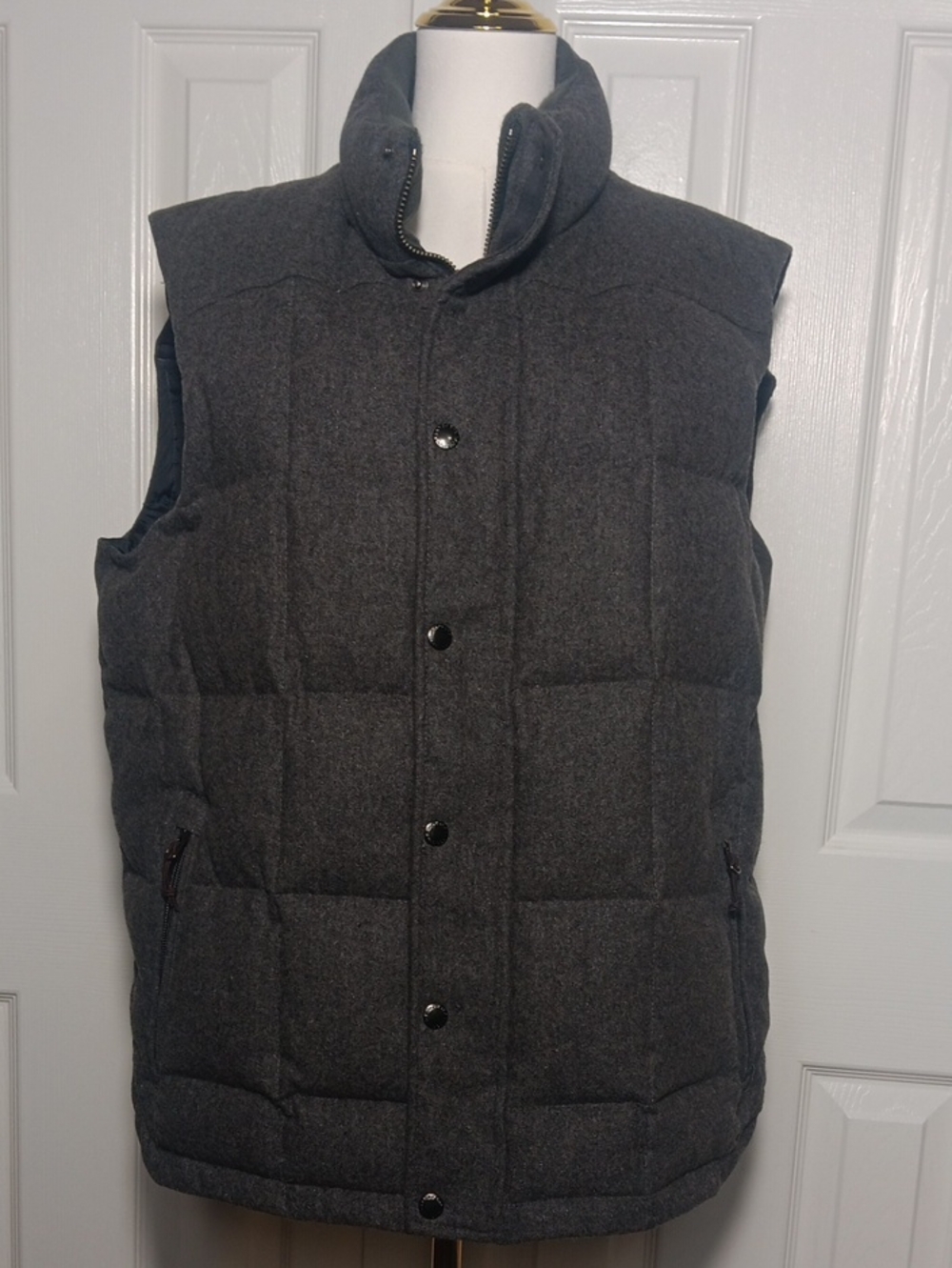 Lands' End Men's Wool-Blend Quilted Puffer Vest - Charcoal